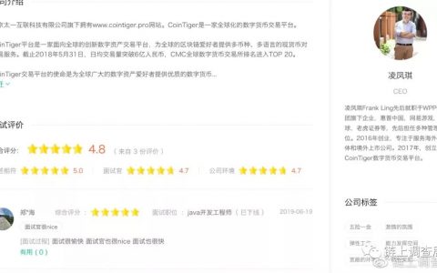 CoinTiger国内关联公司实为“北京太一”，地点为北京融科望京中心
