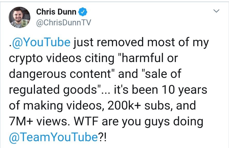 YouTube删除多位加密货币大V视频，释放了什么信号？