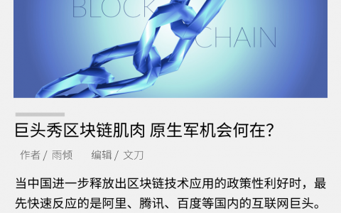 巨头秀区块链肌肉，原生军机会何在？
