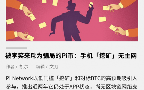 被李笑来斥为骗局的 Pi 币：手机“挖矿”无主网