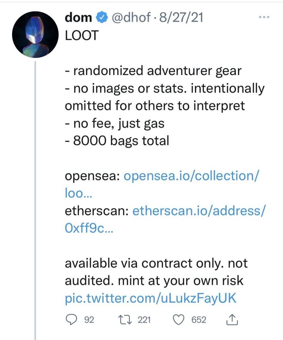 Loot 发起人 Dom 的心声，未来通往游戏之路